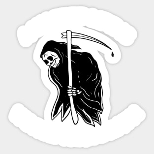 Tattoo Art Skeleton With Scythe Wasted Life Worse Than Death Sticker